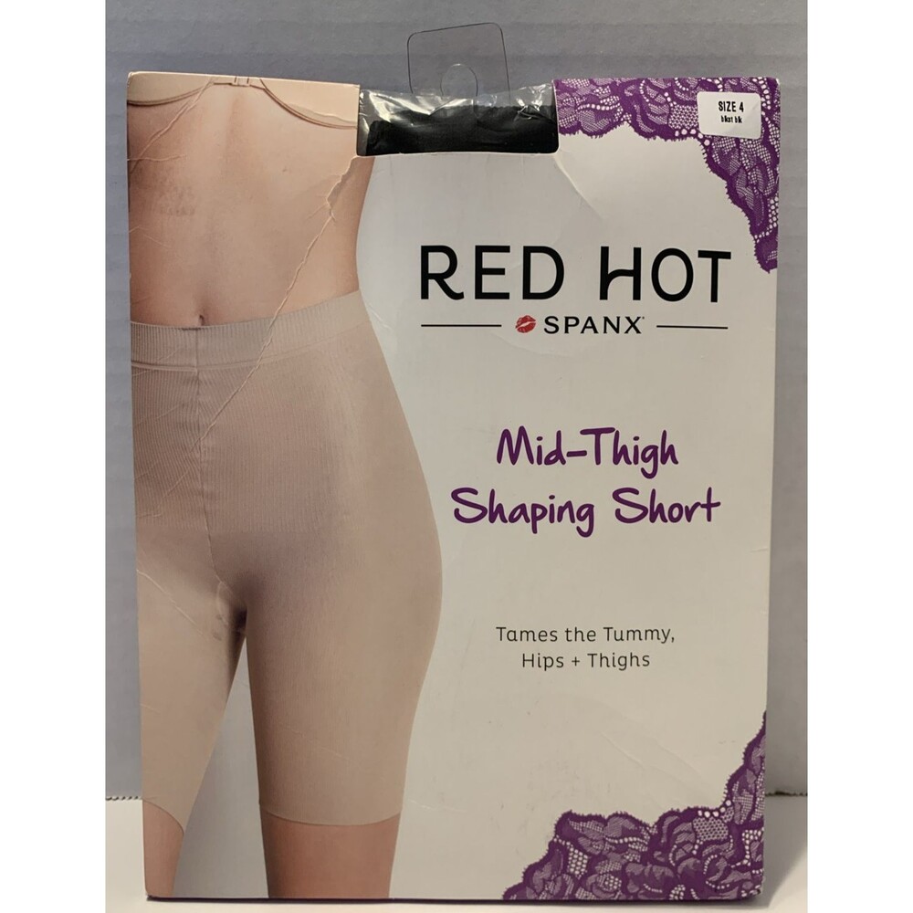 SPANX RED HOT High Waist, Mid Thigh, Shaping Control Short Women Sz 4 180-220 lb
